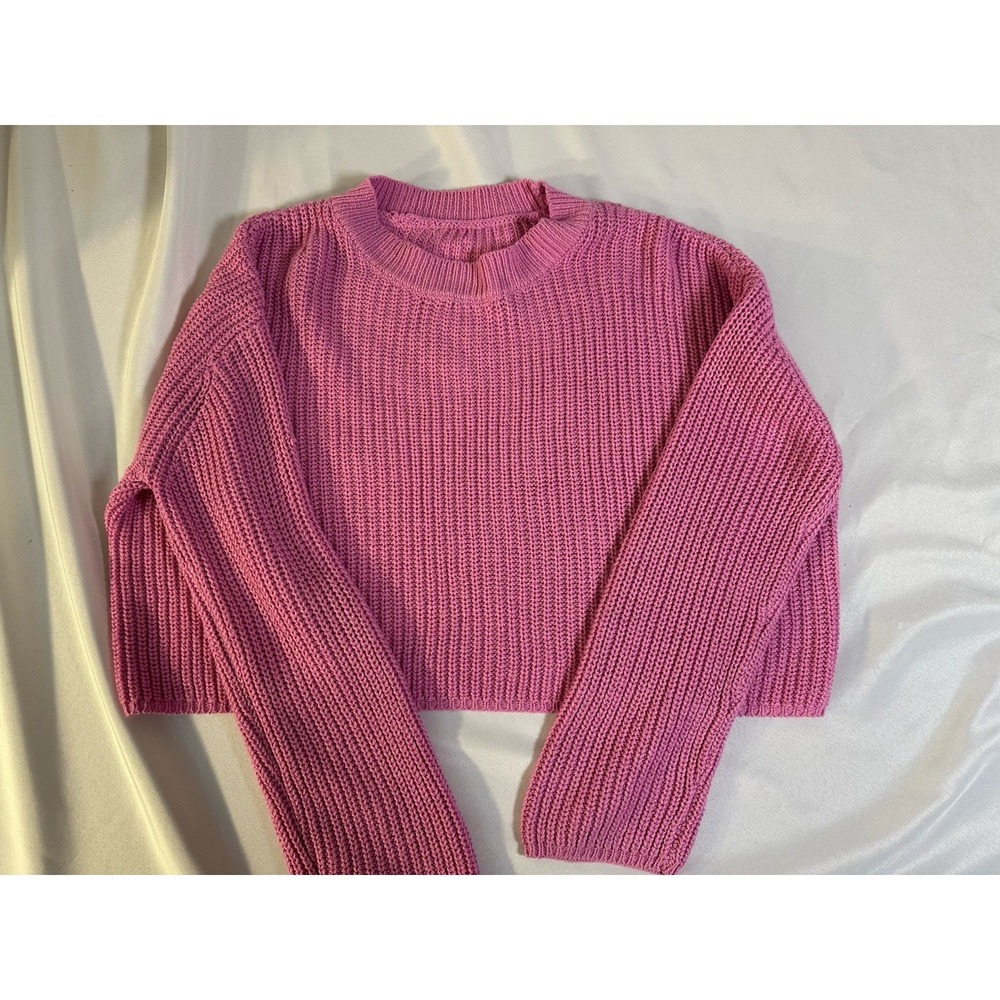 Pink Ribbed Long Sleeve Sweater